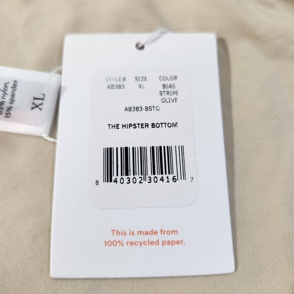 Andie Swim The Hipster Bottom In Bias Stripe Olive New With Tags Womens Size XL - Picture 8 of 13